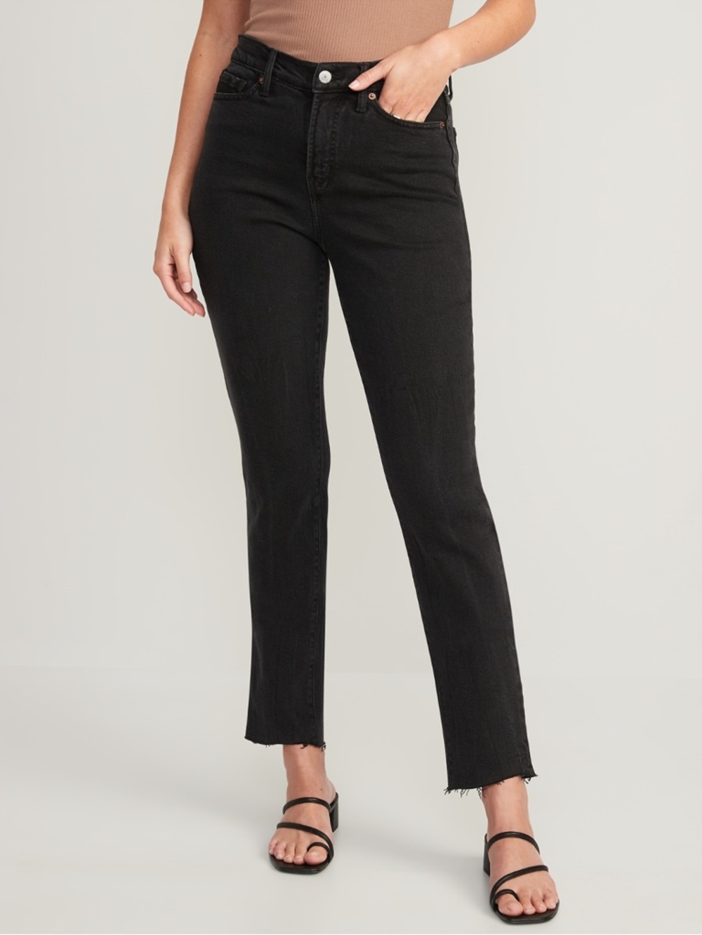 Old Navy Black High-Rise Cropped Straight Jeans